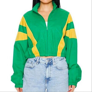 Forever 21 Women's Green yellow colorblock light Windbreaker Jacket Size Small